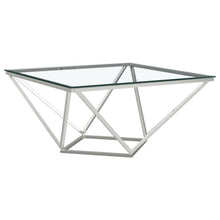 Load image into Gallery viewer, Brittania - Square Glass Top Geometric Coffee Table - Nickel