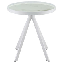 Load image into Gallery viewer, Briggs - Round Marble Printed Glass Top End Side Table
