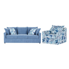 Load image into Gallery viewer, Sylvie - 2 Piece Living Room Set (Sofa & Swivel Chair) - Blue And White Print