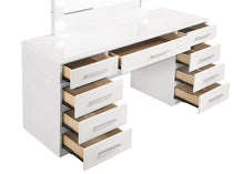 Load image into Gallery viewer, Felicity - 9-Drawer Vanity Table With Lighted Mirror - Glossy White