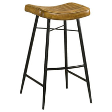 Load image into Gallery viewer, Bayu - Leather Upholstered Saddle Seat Backless Bar Stool (Set of 2)