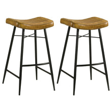 Load image into Gallery viewer, Bayu - Leather Upholstered Saddle Seat Backless Bar Stool (Set of 2)