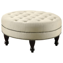 Load image into Gallery viewer, Elchin - Round Upholstered Tufted Ottoman - Oatmeal
