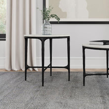 Load image into Gallery viewer, Hermas - Round Genuine Marble Top Metal End Side Table - White