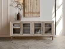 Load image into Gallery viewer, Forest - 4 Glass Door Metal Handle Console - Ivory White & Brown