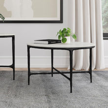 Load image into Gallery viewer, Hermas - Round Genuine Marble Top Metal Coffee Table - White