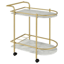 Load image into Gallery viewer, Desiree - 2-Tier Faux Marble Shelf Metal Bar Cart