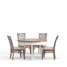 Load image into Gallery viewer, Americana Modern Dining - 48" Round Extendable Dining Table And 4 Upholstered Chairs - Light Brown