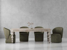 Load image into Gallery viewer, Crossings - Rectangular Dining Table With 4 Upholstered Chairs - Whitewash & Green
