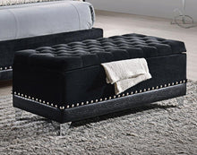 Load image into Gallery viewer, Barzini - Velvet Upholstered Tufted Storage Bench - Black
