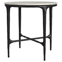 Load image into Gallery viewer, Hermas - Round Genuine Marble Top Metal End Side Table - White