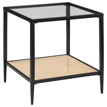 Load image into Gallery viewer, Amherst - Glass Top Metal with Cane Shelf Table
