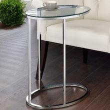 Load image into Gallery viewer, Kyle - Oval Glass Top C-Shaped Sofa Side Table - Chrome