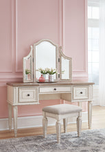 Load image into Gallery viewer, Realyn - White / Brown / Beige - Vanity/Mirror/Stool (Set of 3)