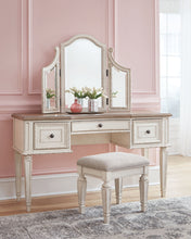 Load image into Gallery viewer, Realyn - White / Brown / Beige - Vanity/Mirror/Stool (Set of 3)