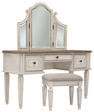Load image into Gallery viewer, Realyn - White / Brown / Beige - Vanity/Mirror/Stool (Set of 3)