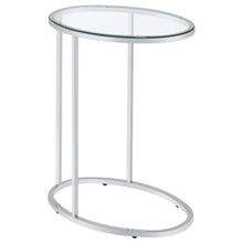 Load image into Gallery viewer, Kyle - Oval Glass Top C-Shaped Sofa Side Table - Chrome