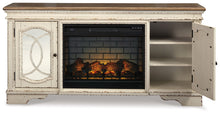 Load image into Gallery viewer, Realyn - Chipped White - 2 Pc. - 74&quot; TV Stand with Electric Infrared Fireplace Insert