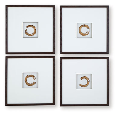 Dallbourne - White / Gold Finish - Wall Art Set (Set of 4)