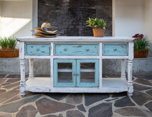 Load image into Gallery viewer, Aruba - TV Stand / Console With 3 Drawers And 2 Doors (Sky Blue) - Off White / Sky Blue