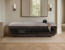 Load image into Gallery viewer, Black Balam - Wooden Bench With Fabric Cushioned Seat - Oil Black