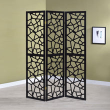 Load image into Gallery viewer, Nailan - 3-Panel Room Divider Folding Screen Open Mosaic - Black