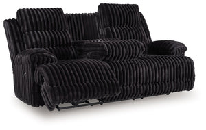 Rhine Falls - Onyx - Reclining Power Sofa With Drop Down Table