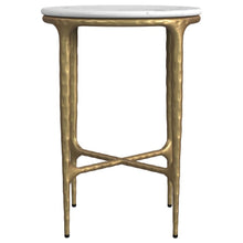 Load image into Gallery viewer, Baldwin - Round Marble Top Side Table - White And Gold
