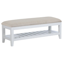 Load image into Gallery viewer, Bexhill - Upholstered Rectangular Bench with Shelf - White