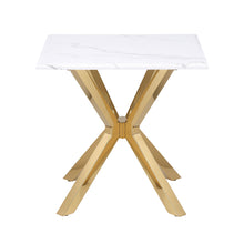 Load image into Gallery viewer, Visalia - Faux Marble Top Stainless Steel End Table - Gold