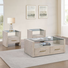 Load image into Gallery viewer, Garland - 3 Piece Glass Top Table Set, 2 Ends &amp; Coffee - Washed Parchment