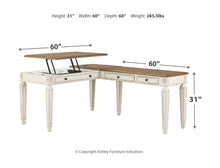 Load image into Gallery viewer, Realyn - White / Brown - L Shaped Desk with Lift Top