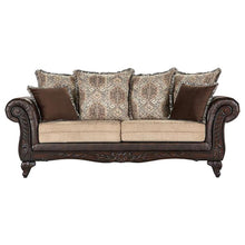 Load image into Gallery viewer, Elmbrook - Upholstered Rolled Arm Sofa Set With Intricate Wood