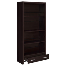 Load image into Gallery viewer, Skylar - 5-Shelf Bookcase With Drawer - Cappuccino