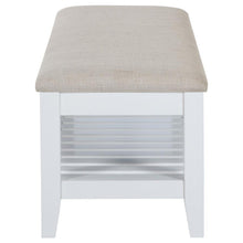 Load image into Gallery viewer, Bexhill - Upholstered Rectangular Bench With Shelf - White