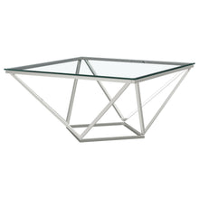 Load image into Gallery viewer, Brittania - Square Glass Top Geometric Coffee Table - Nickel