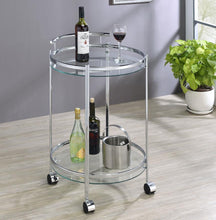 Load image into Gallery viewer, Chrissy - Round Glass Shelf Metal Bar Cart