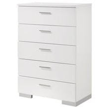 Load image into Gallery viewer, Felicity - 5-Drawer Bedroom Chest - White High Gloss