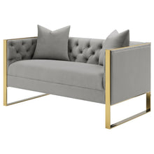 Load image into Gallery viewer, Eastbrook - Velvet Upholstered Tufted Loveseat - Gray
