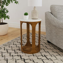 Load image into Gallery viewer, Berkeley - Round Marble Top Side Table - White And Brown