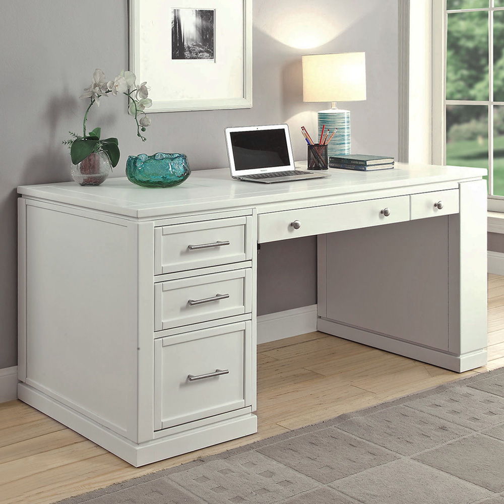 Catalina - Two Piece Writing Desk With Power Center and USB - Cottage White