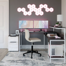 Load image into Gallery viewer, Dorrinson - White / Black / Gray - L-Desk with Storage