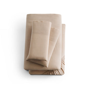 Linen-Weave Cotton Twin Sheet Set - Sand