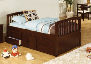 Caballero - Captain Twin Bed With 4 Drawers & Storage - Dark Walnut