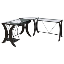 Load image into Gallery viewer, Monterey - Glass Top L-Shape Computer Desk - Cappuccino