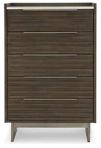 Arkenton - Grayish Brown / White - Five Drawer Chest