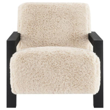 Load image into Gallery viewer, Paquet - Faux Fur Upholstered Chair Solid Wood Arms - Latte