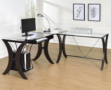 Load image into Gallery viewer, Monterey - Glass Top L-Shape Computer Desk - Cappuccino