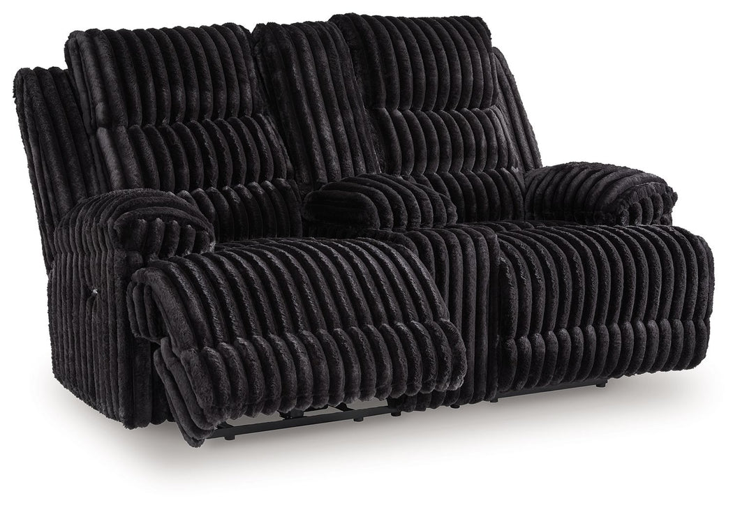 Rhine Falls - Onyx - Double Reclining Power Loveseat With Console