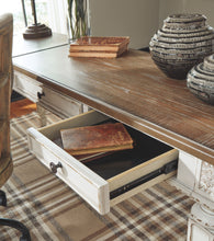 Load image into Gallery viewer, Realyn - White / Brown - L Shaped Desk with Lift Top